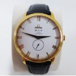 Omega De Ville Co Axial Chronometer gentleman's 18ct gold wrist watch, on black crocodile leather