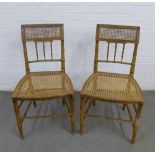 Pair of early 19th century simulated bamboo bergere chairs with painted finish, 46 x