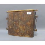 African carved wooden tub / box with incised geometric pattern, 30 x 35cm