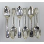 Set of six William IV silver fiddle pattern thread and shell table spoons, London 1836, 22cm (6)