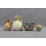 Roman style pottery vase, two others and a bowl, tallest 21cm (4)