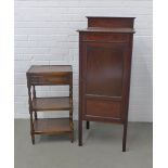 Mahogany ledgeback cabinet and a two tier whatnot, tallest 51 x 127cm (2)