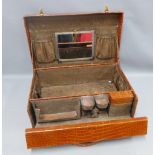 Drew & Sons, Piccadilly London early 20th century brown leather case, silk lined and containing a