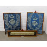 QEII Coronation items to include two panels of Silk Warp tissue from Westminster Abbey, one panel