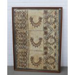 Samoa tapa bark cloth, dated 1932, in large glazed frame, 138 x 100cm