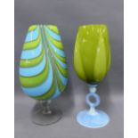 Italian glass chalice and a cased glass goblet vase, each of large size, tallest 37cm (2)