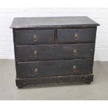 19th century ebonised chest with a rectangular top over two short ad two long drawers with brass