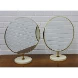 A pair of retro circular mirrors, 40 x 50cm (2)