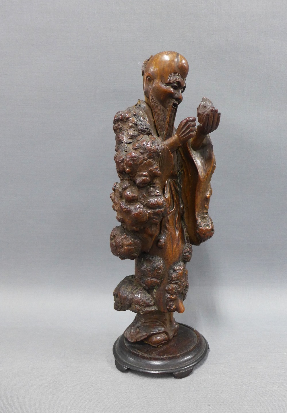 Rootwood carved figure of a Sage on a circular base, 32cm - Image 2 of 4