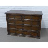 Jacobean style oak chest with two short and three long drawers