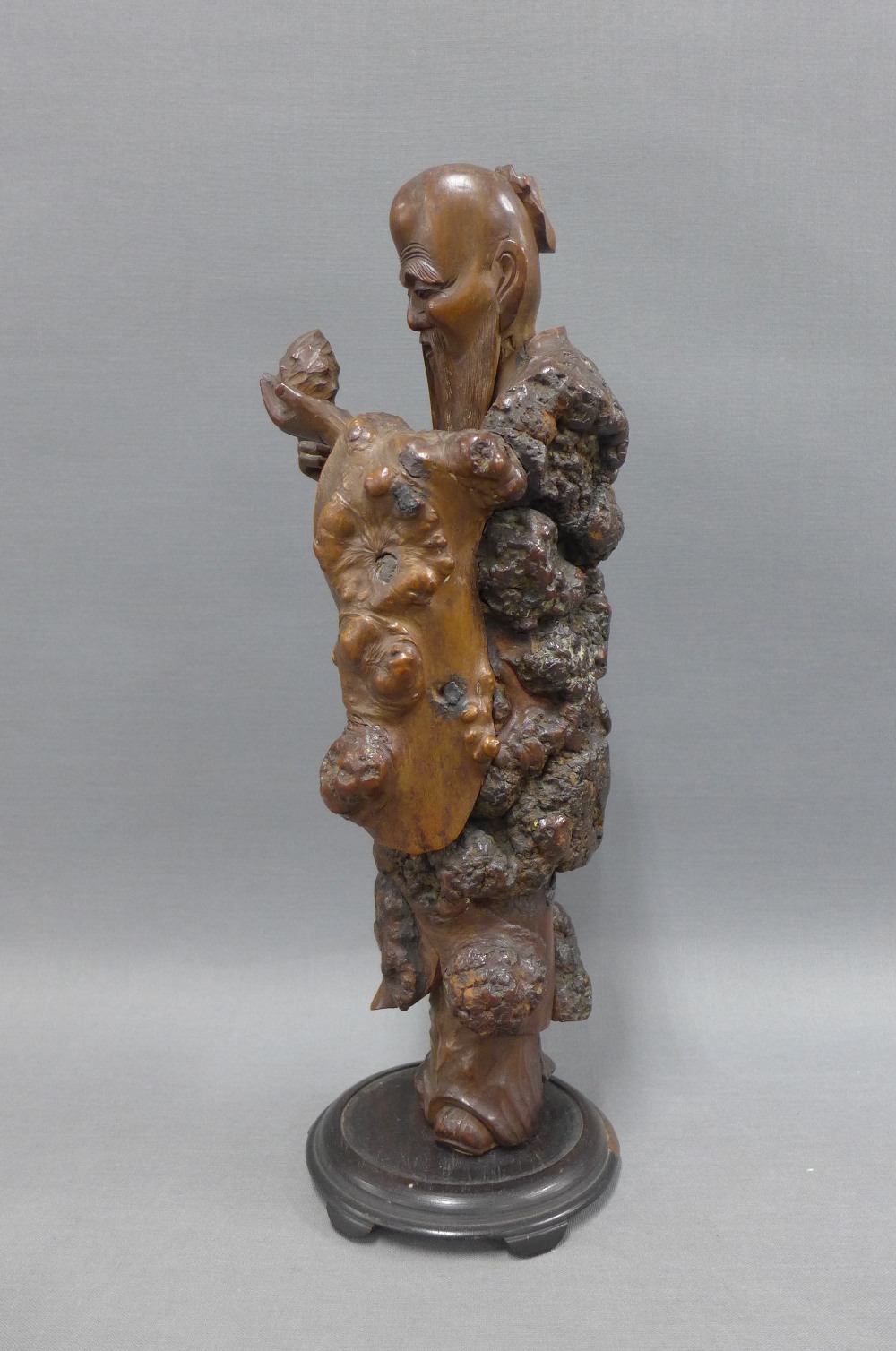 Rootwood carved figure of a Sage on a circular base, 32cm - Image 4 of 4