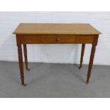 Mahogany library / writing desk, rectangular top over two drawers on turned legs with brass caps and