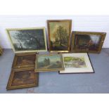 Quantity of 19th and 20th century artwork to include paintings and prints, all framed, some under