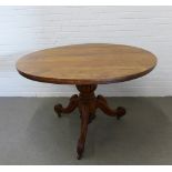 19th century mahogany tilt top breakfast table on baluster column and outswept legs, 125 x 76cm