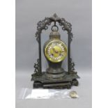 19th century French Japonisme patinated and parcel gilt mantle clock with an eight day movement,