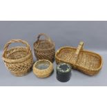 Collection of vintage baskets and a tin (5)