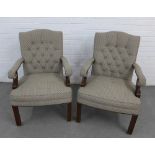 A pair of upholstered open armchairs, 64 x 95 x 51cm (2)