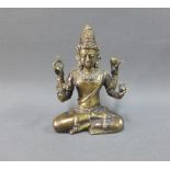 Bronze Deity / Buddha figure, modelled seated in contemplative pose, 12cm