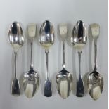 Set of six Victorian silver dessert spoons, George Jamieson with London 1857 and Aberdeen hallmarks,
