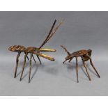Two wooden Ant figures, largest 20cm (2)