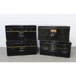 United States Mortgage Company of Scotland black metal storage / deed boxes and two others, 60 x
