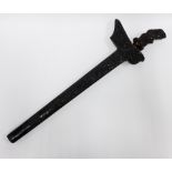 Malaysian Kris with carved handle and scabbard, overall length 67cm