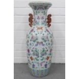 Chinese famille rose floor standing vase with restoration, 62cm