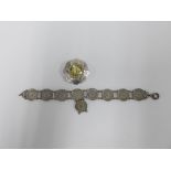 Scottish silver brooch and a silver Thrupenny coin bracelet (2)