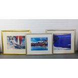 Three large coloured prints of Yachts, in glazed frames, largest 100 x 85cm (3)