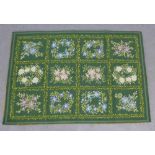 Green floral pattern tapestry panel, 153 x 103cm