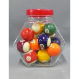 A set of Pool balls contained within a glass sweetie jar (17)