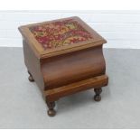 Mahogany commode with upholstered top and pull out step, 43 x 41 x 43cm