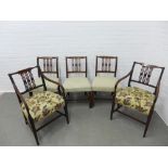 Six mahogany dining chairs to include a pair of carvers, 52 x 84cm, (6)