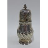 WITHDRAWN George III silver sugar castor, Hester Bateman, London 1777, of baluster and wrythen form