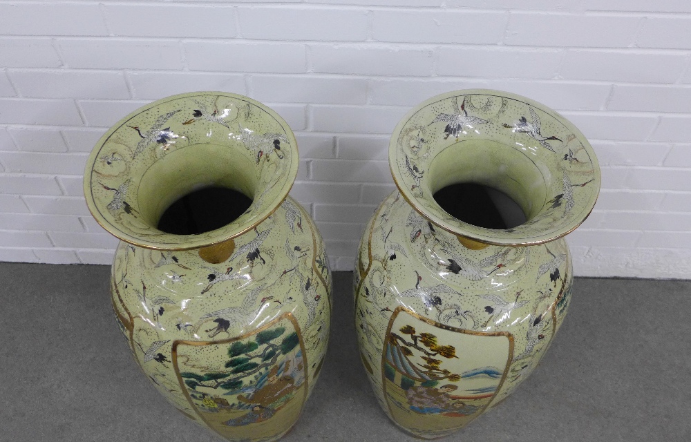 Large pair of chinoiserie pottery floor vases, 82cm high - Image 3 of 4