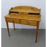 Pine dressing / writing table with two drawers, together with a matching table top desk organiser,
