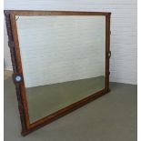 19th century walnut over mantle mirror, with Sevres style porcelain panels, , 157 x 131cm