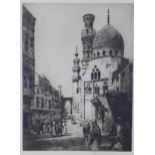 Albany E Howarth, (1872 - 1936) 'Blue Mosque - Cairo', an etching, signed in pencil and framed under
