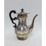 Edwardian silver coffee pot, Goldsmiths and Silversmiths Company, London 1904, with threaded