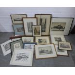 Collection of framed etchings, engravings and prints to include Guy Malet, Gabriele White, RD Cairns