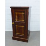 Victorian mahogany bedside cabinet, circa 1880, with birch inlay and amber glass handles, 39 x 78