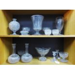 Collection of late 18th and 19th century glassware to include decanters, celery glass vase, salts,