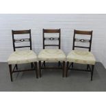 Set of four mahogany dining chairs, with damask upholstered stuff over seats, 53 x 87cm (4)