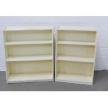 Two early 20th century white painted bookcases, larger 76 x 90cm (2)