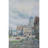 Hamilton Glass SSA, (Scottish, fl. 1890 - 1925) Dutch fishing village watercolour, signed and framed