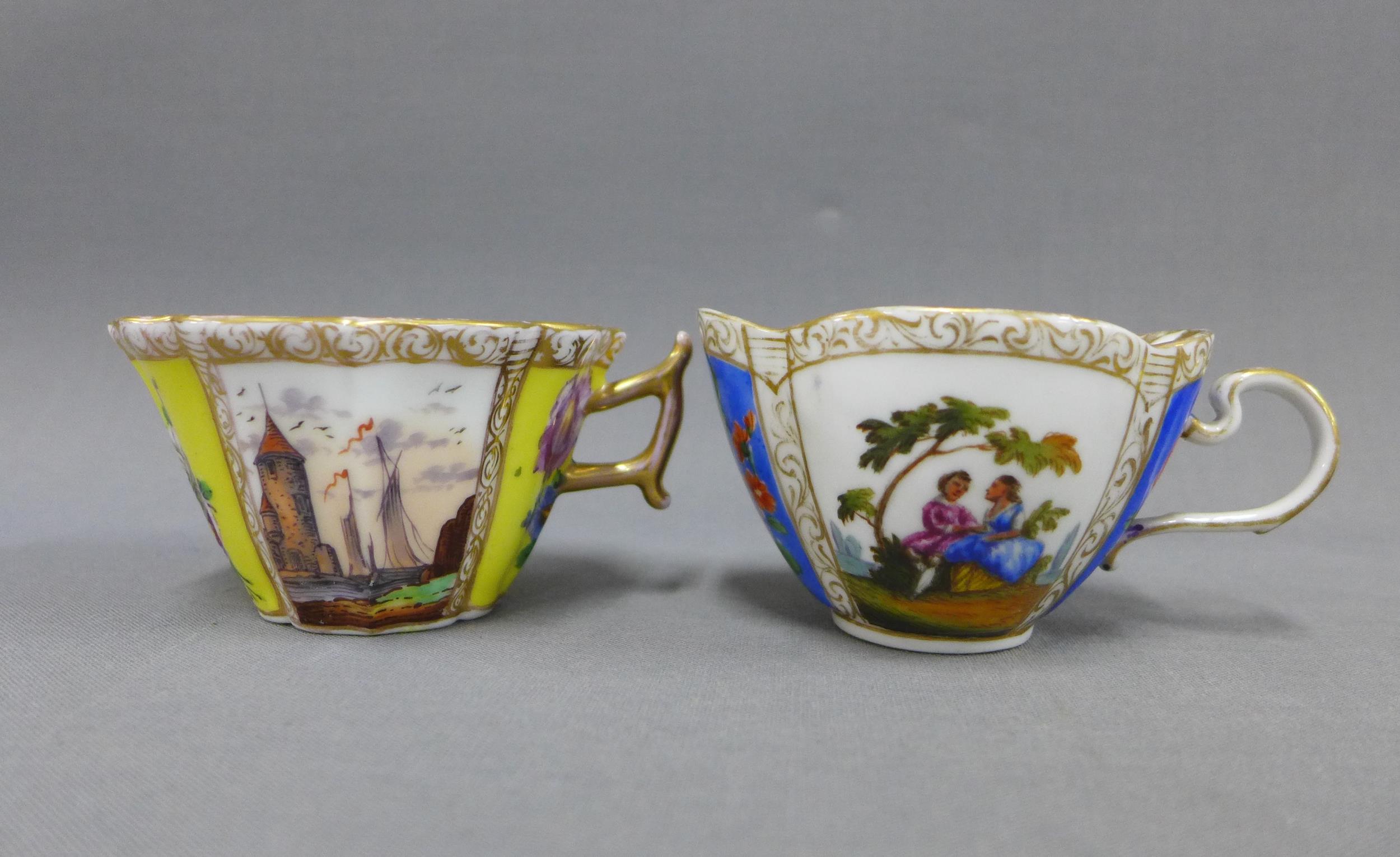 Collection of Meissen and Dresden porcelain cabinet cups and saucers, ( 9) - Image 2 of 4