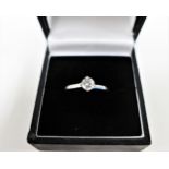 Diamond & platinum solitaire ring, with a claw set brilliant cut diamond, approx. 0.40ct, London