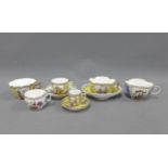 Collection of Meissen and Dresden porcelain cabinet cups and saucers, ( 9)