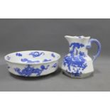 Masons blue and white dragon pattern jug and basin set, 20cm high (2)