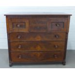 Victorian mahogany and inlaid chest, with a secret top drawer over of four short and three long